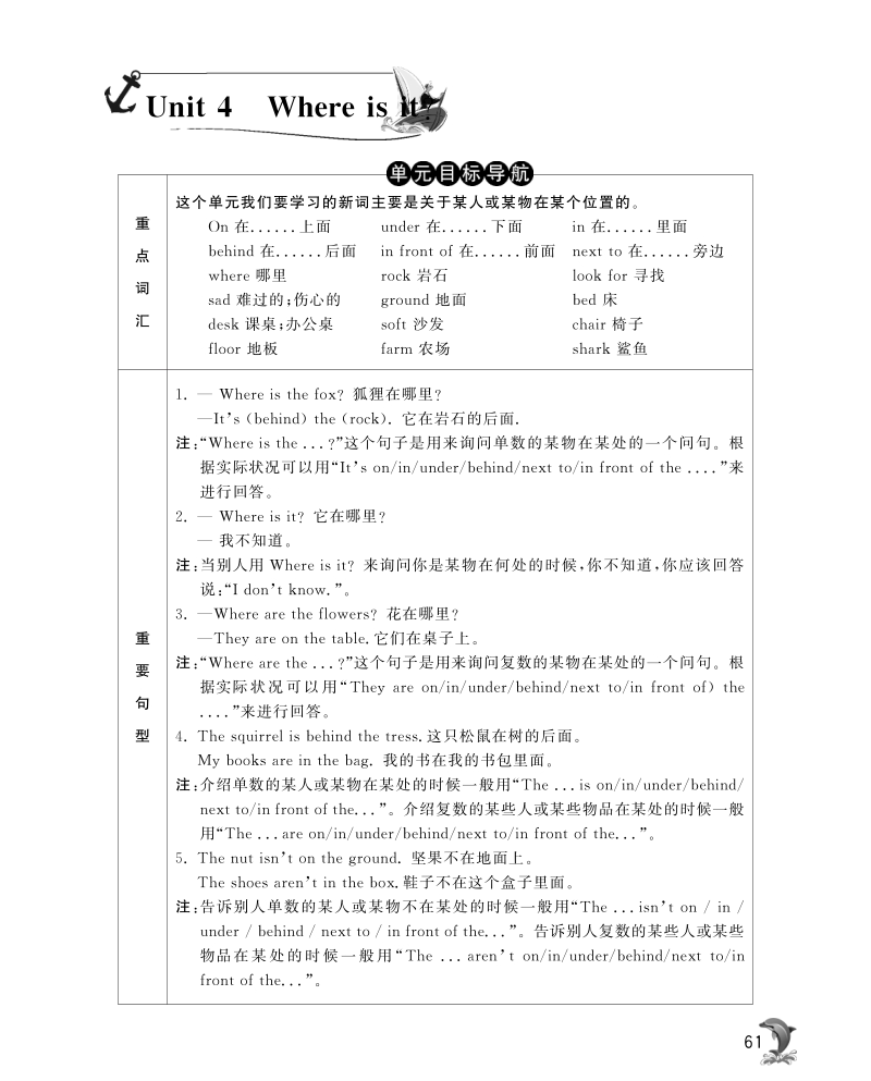 2016北师大版英语四年级上·随堂练习unit4 where is it·period1.pdf_第1页