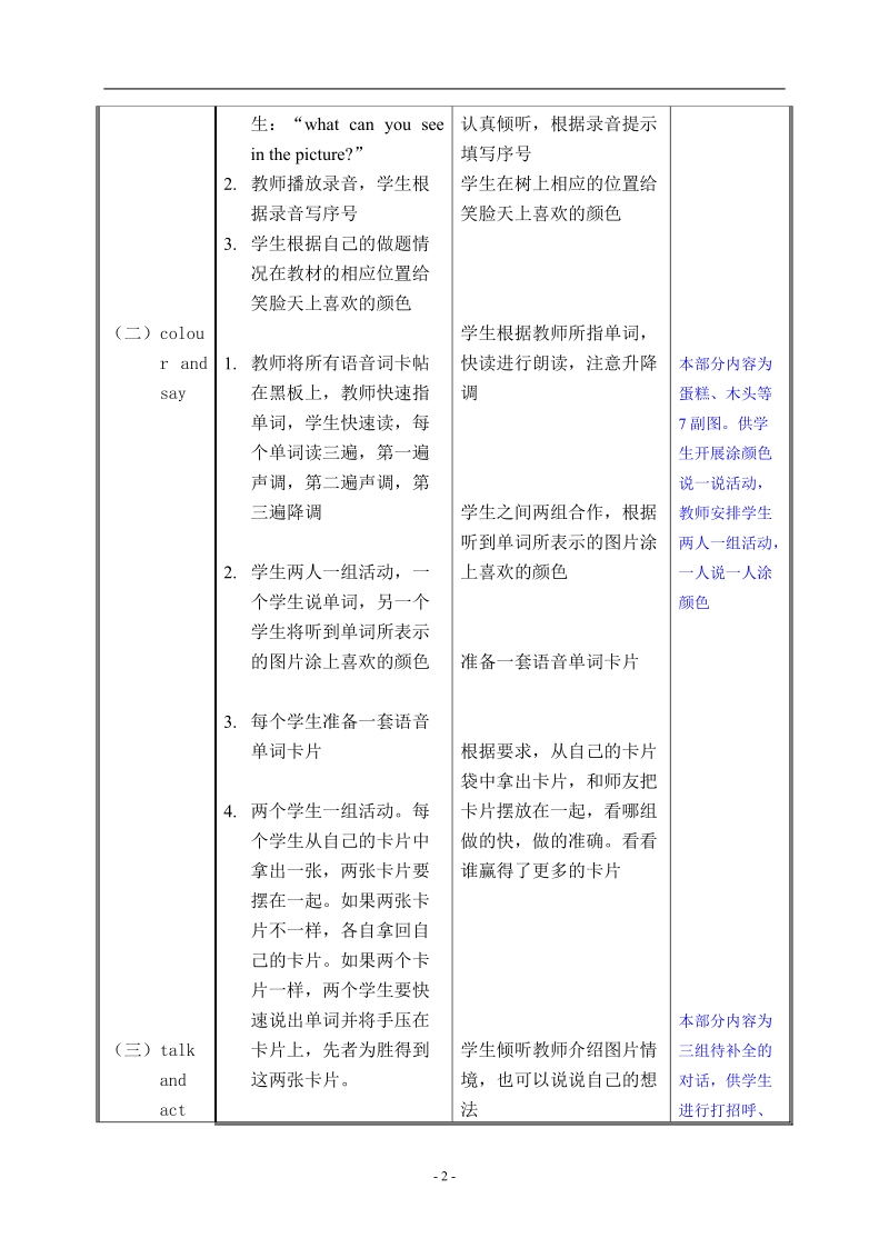 一年级上英语教案一单元4北京课改版.doc_第2页