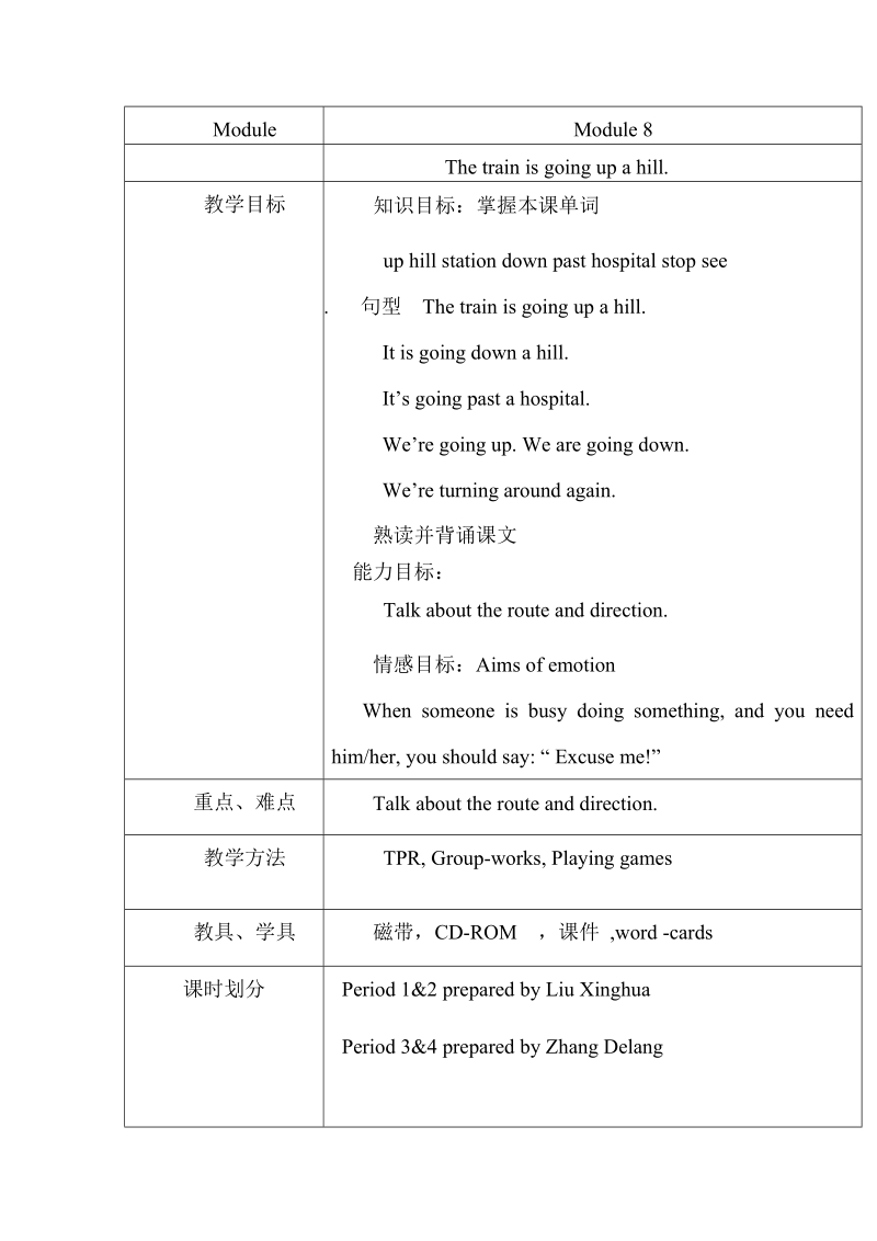 二年级下英语教案preparation+for+m8外研版（一年级起点）.doc_第1页