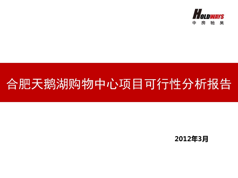 2012年合肥天鹅湖购物中心项目可行性研究报告69p.ppt_第1页