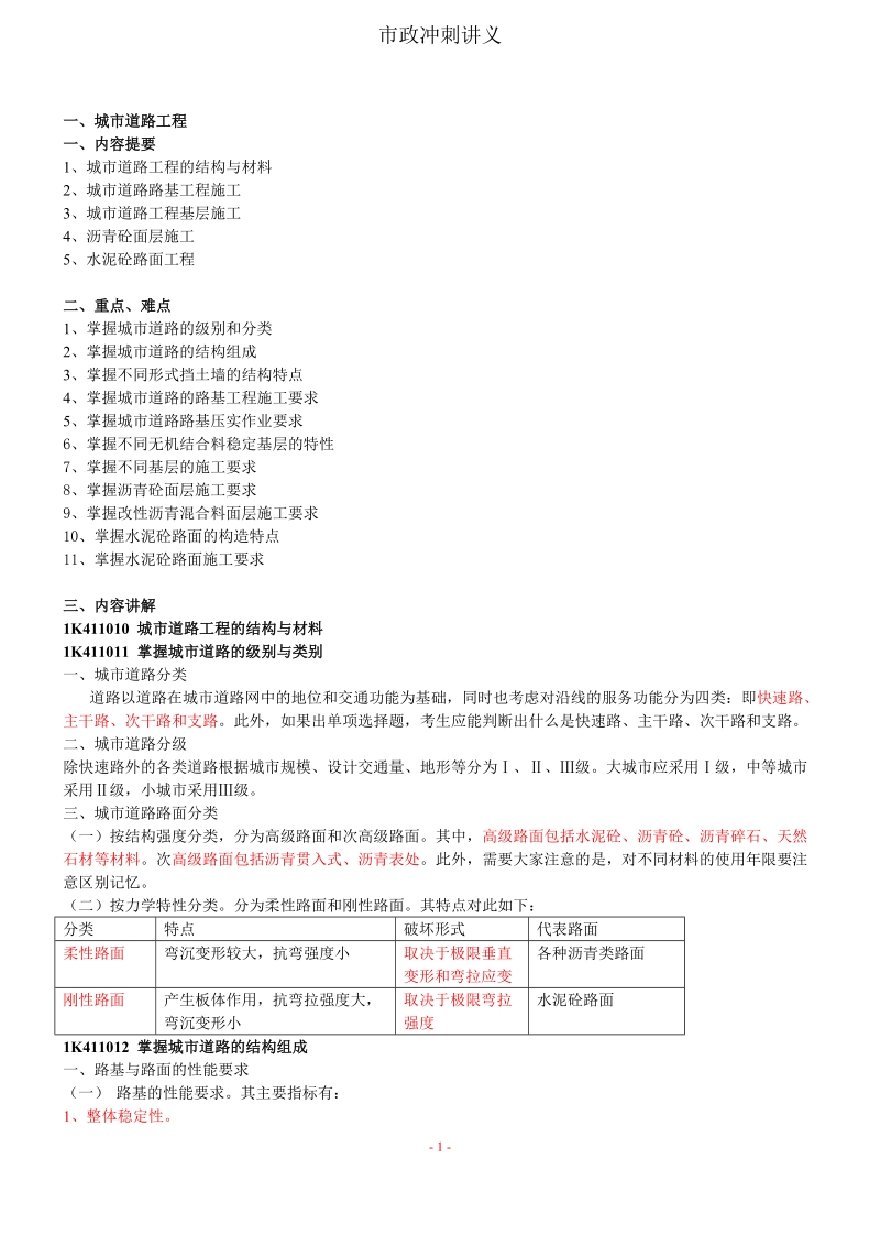 一级建造师市政工程实务冲刺班讲义186p.doc_第1页