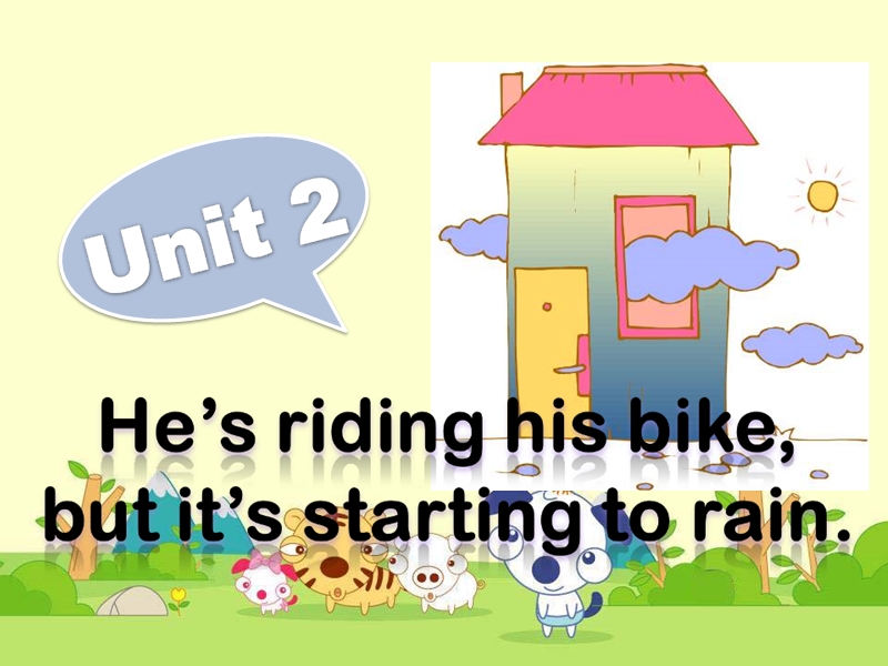 2016春外研版（三起）六年级下册module 5 unit 2《he’s riding his bike，but it’s》ppt课件1.ppt_第1页