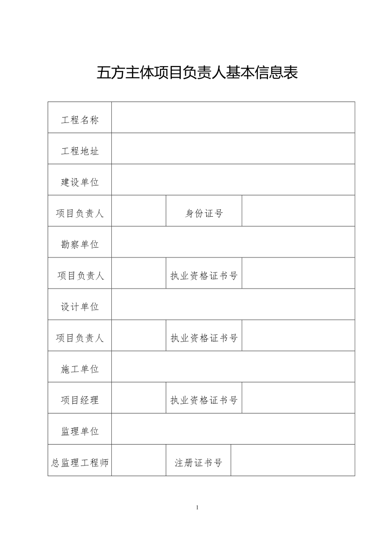 五方主体项目负责人质量终身责任承诺书.doc_第1页