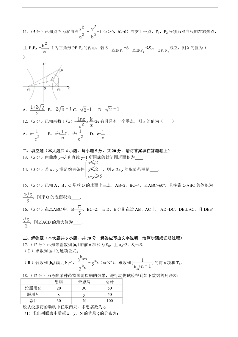 2015-2016届湖南省株洲市高三（上）质检数学试卷（理科）（一）(解析版).doc_第3页