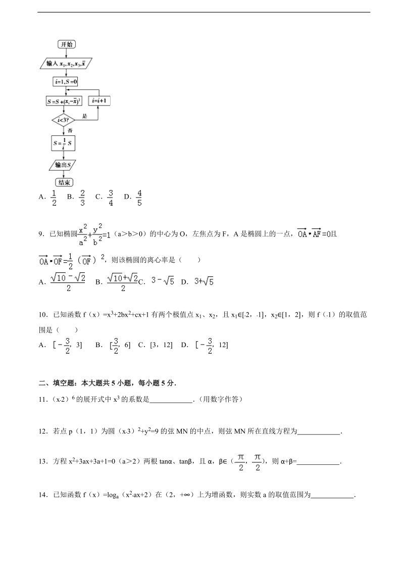 2016年四川省成都市新津中学高三上学期12月月考数学试卷（理科） （解析版）.doc_第2页