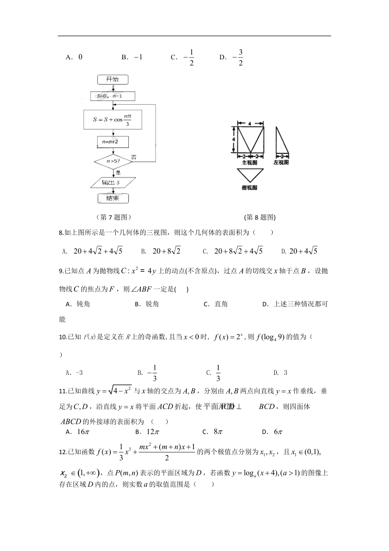 2016年重庆一中高三上第四次月考数学文科试题（word版）.doc_第2页