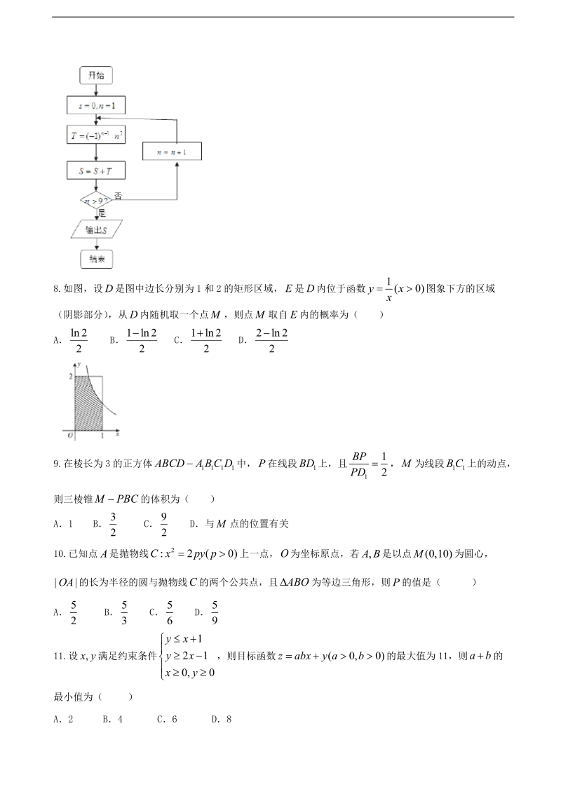 2017年湖南省长沙市长郡中学高三入学考试数学（理）试题（详细答案版）.doc_第2页