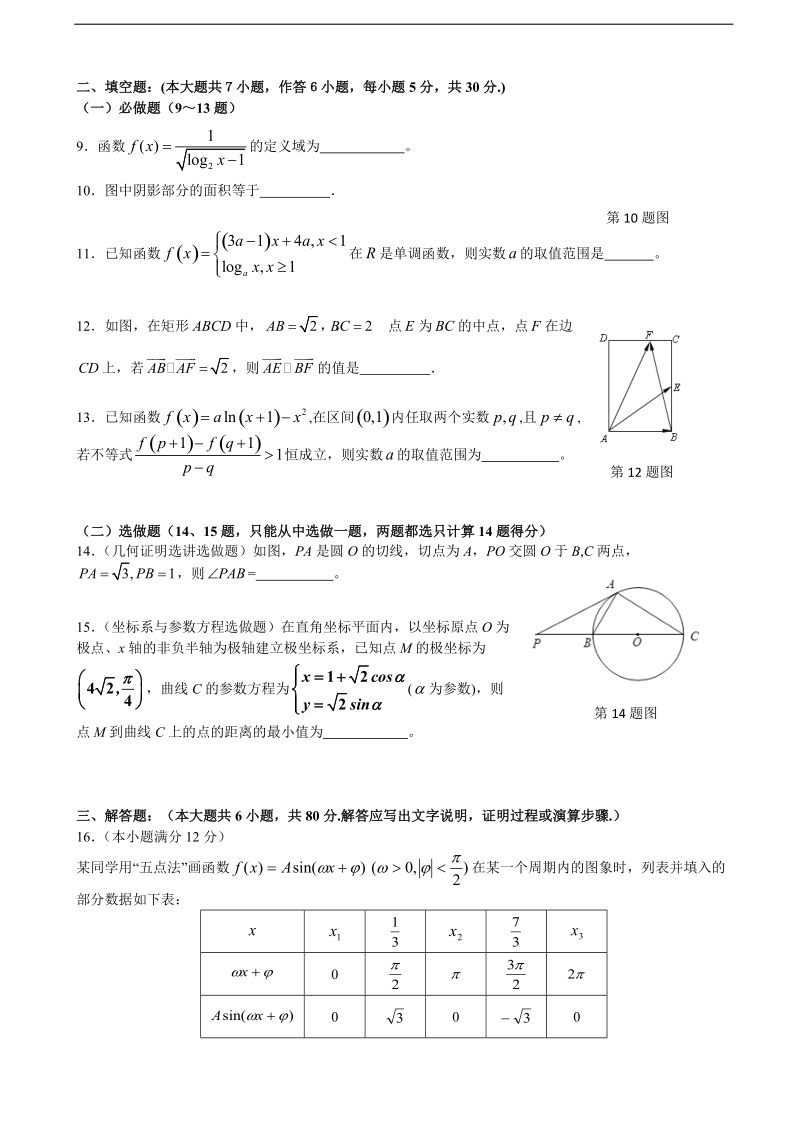 [套卷]广东省汕头市金山中学2015年高三第一学期期中考试数学（理）.doc_第2页