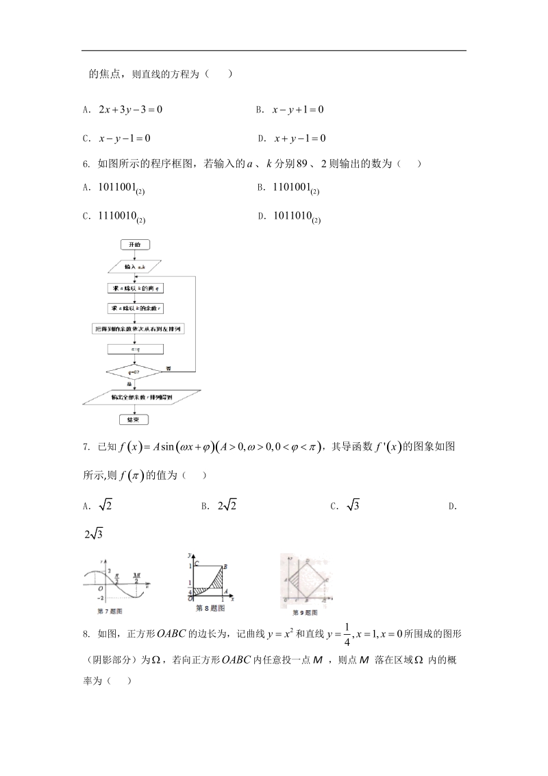 2016年海南省海南师范大学附属中学高三第九次月考数学（理）试题.doc_第2页