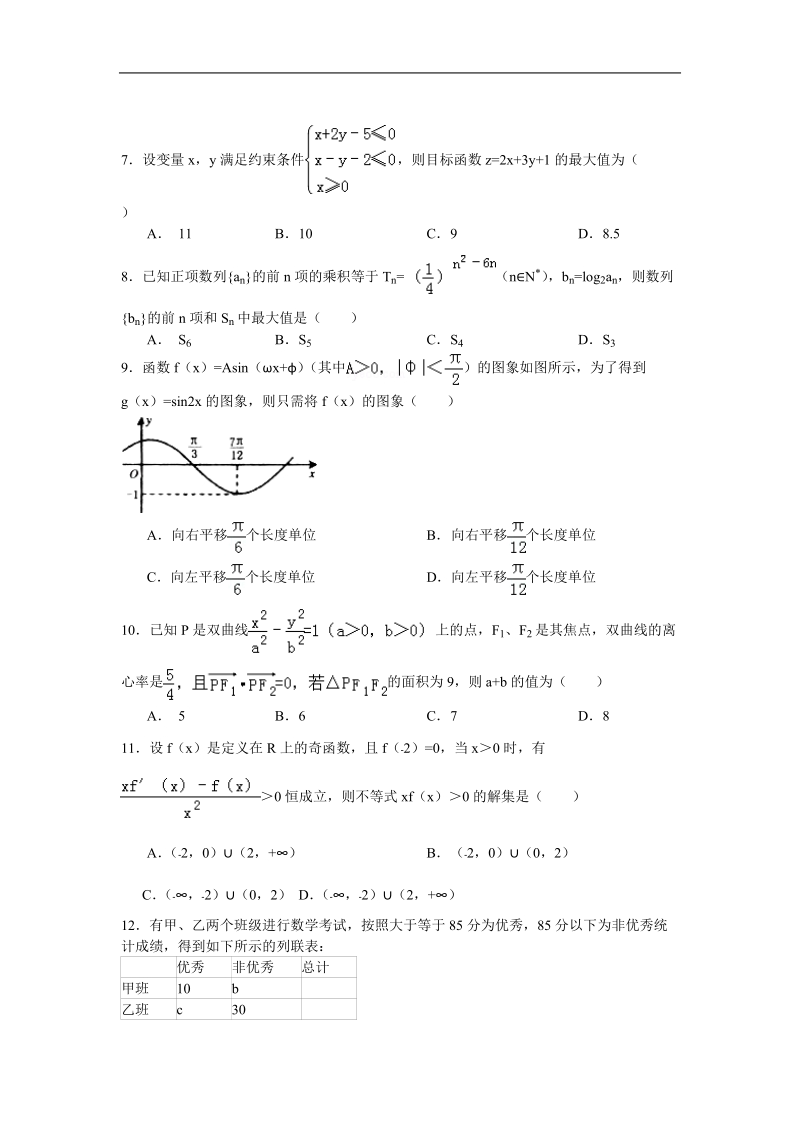 河南省三市（许昌平顶山新乡）2015年高三10月第一次调研考试 数学]试题（文）.doc_第2页