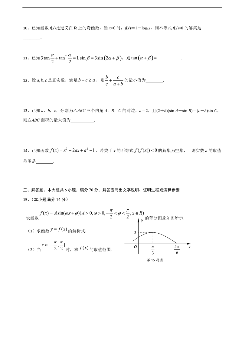 2017年江苏省仪征中学高三上学期期初考试数学试题.doc_第2页