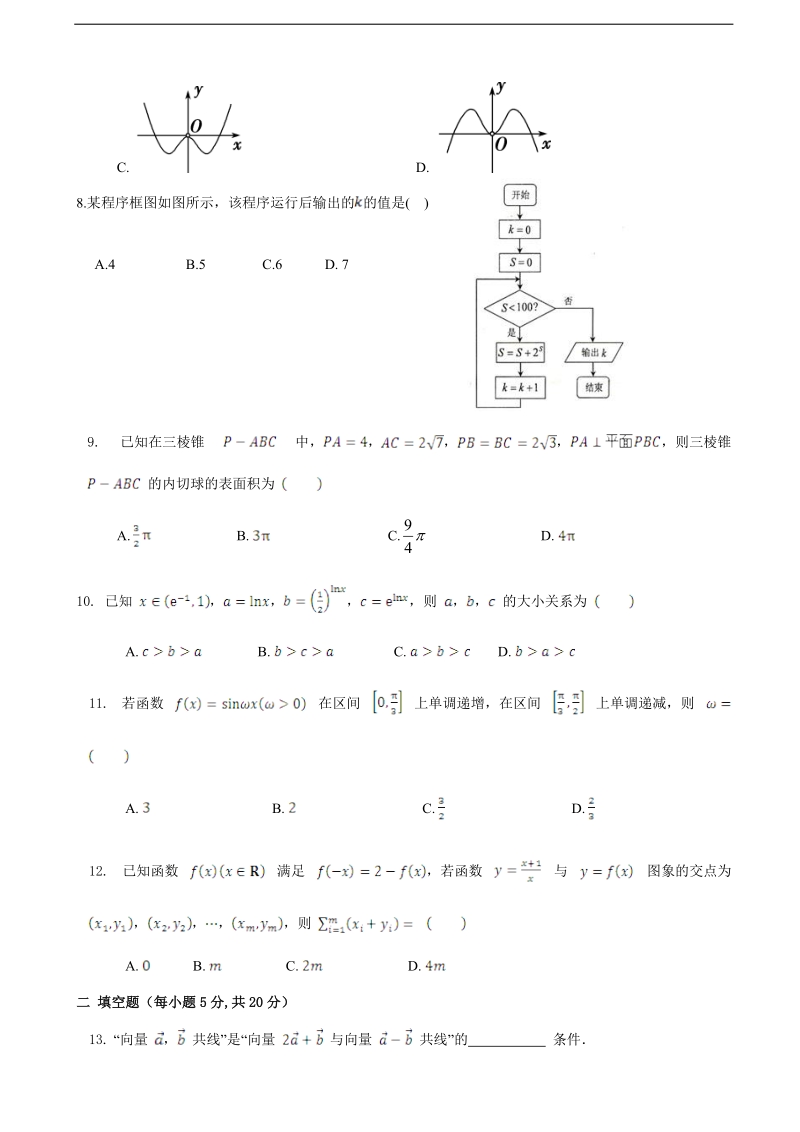 2017年山西省太原五中高三下学期阶段性练习（4-26） 数学（文）.doc_第2页