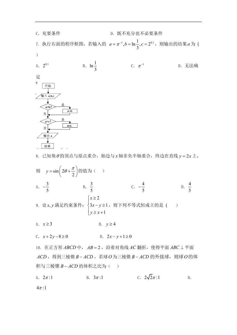 2016年海南省海南师范大学附属中学高三第九次月考数学（文）试题.doc_第2页