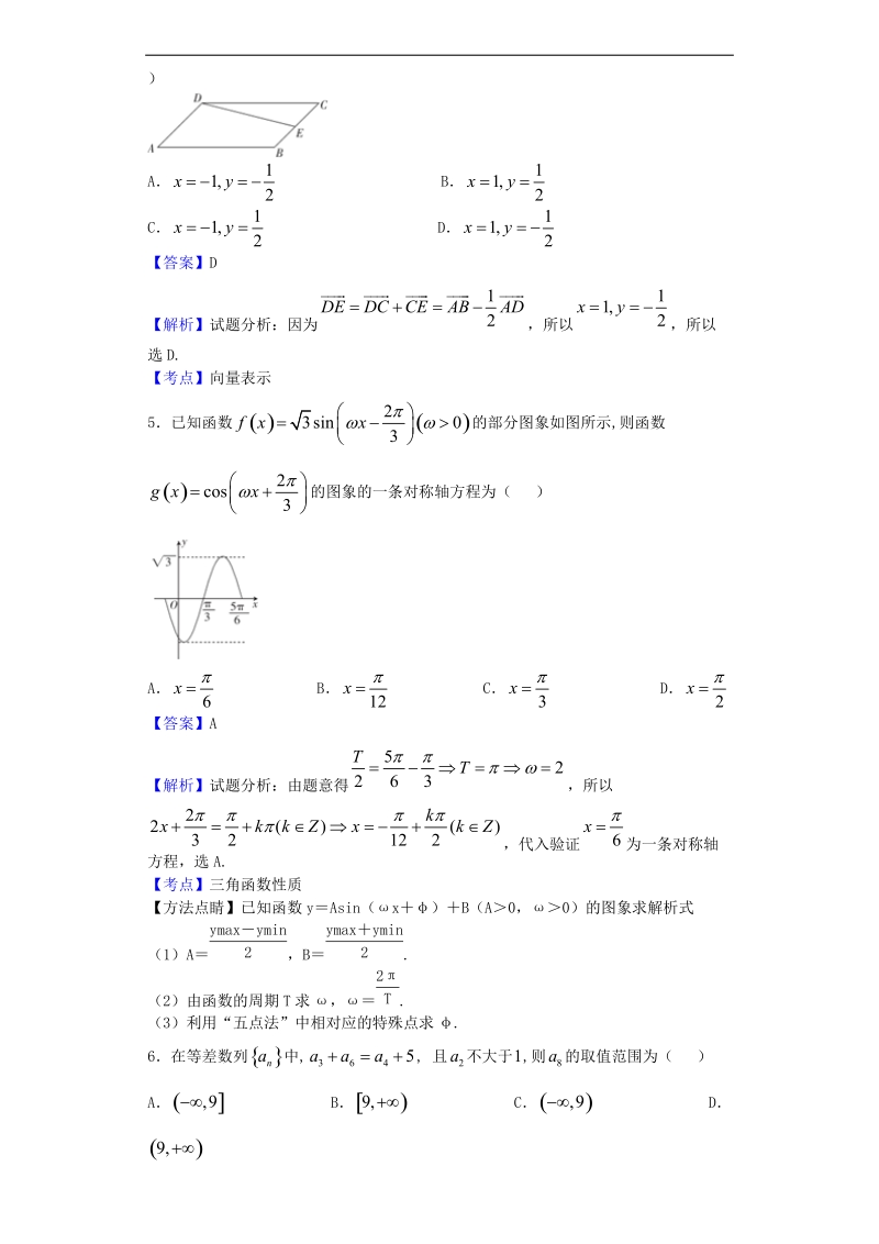 2016年陕西省安康市高三第三次联考数学（文）试题（解析版）.doc_第2页