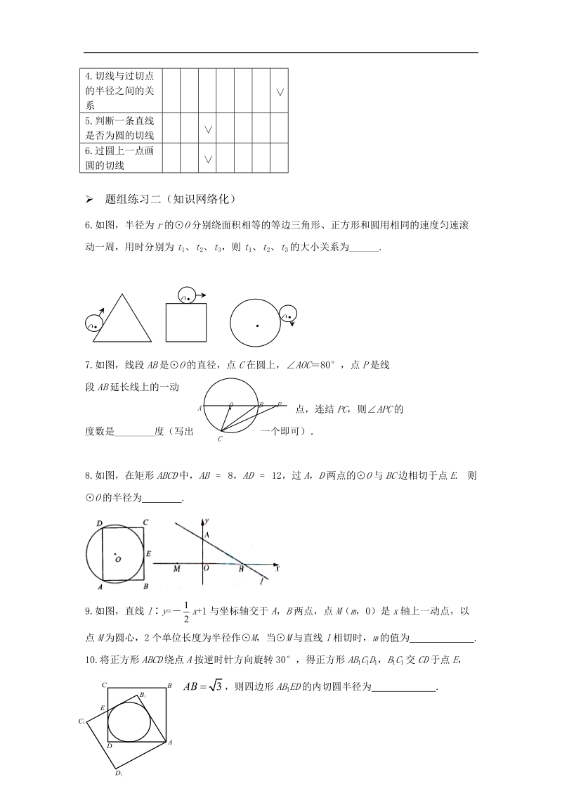 山西省阳泉市2016届中考（人教版）数学一轮复习导学案：专题29与圆的有关的位置.doc_第3页