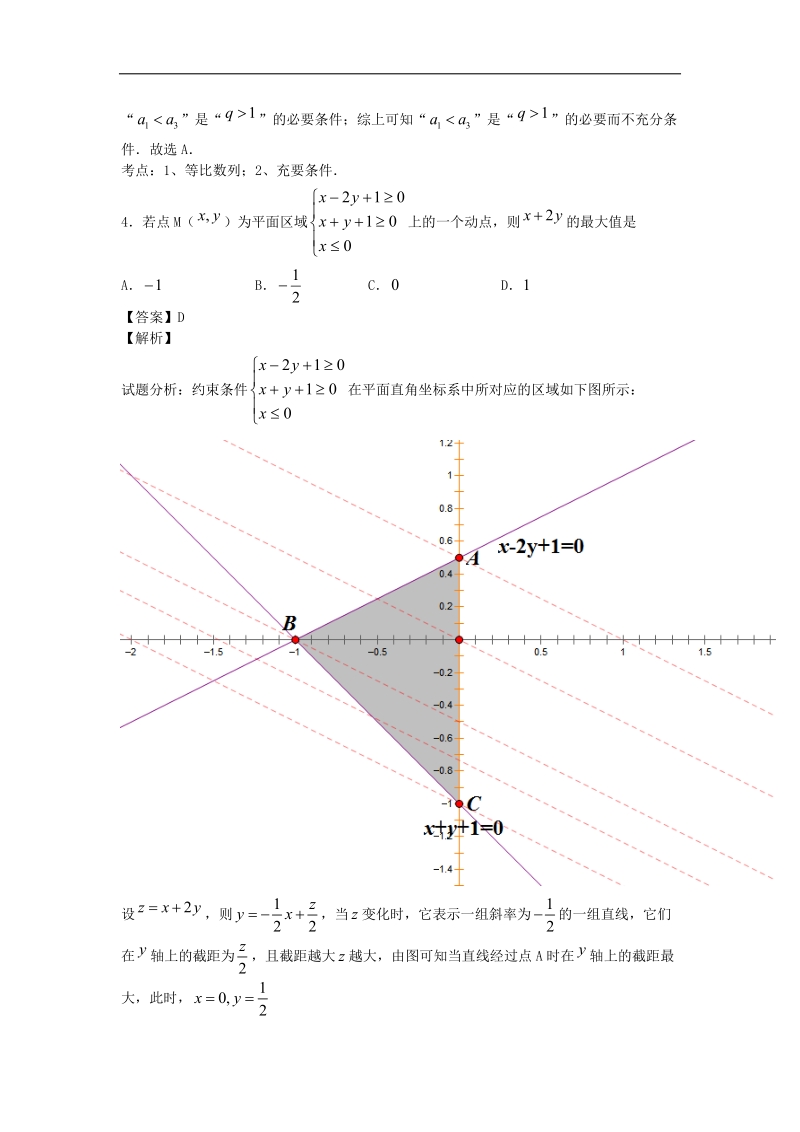 江西省南昌二中2015年高三上学期第三次考试文科数学试卷（解析版）.doc_第2页