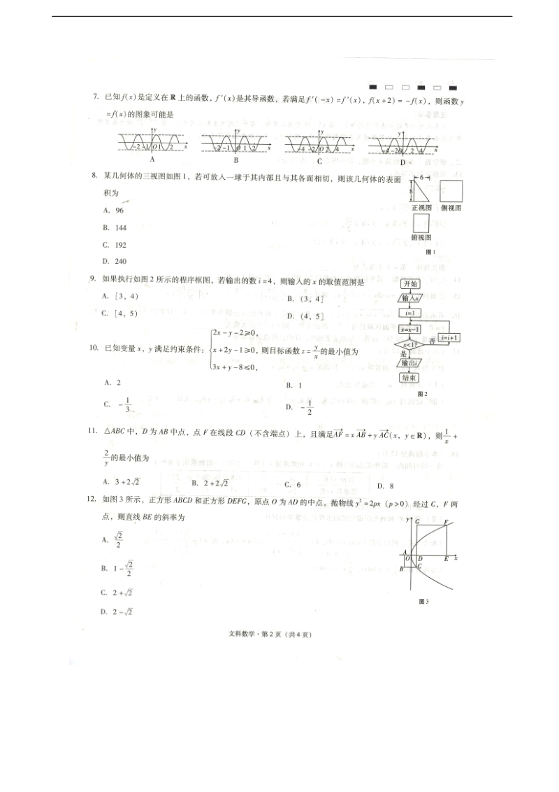 2017年贵州省贵阳市第一中学高三下学期第六次适应性考试数学（文）试题（图片版）.doc_第2页