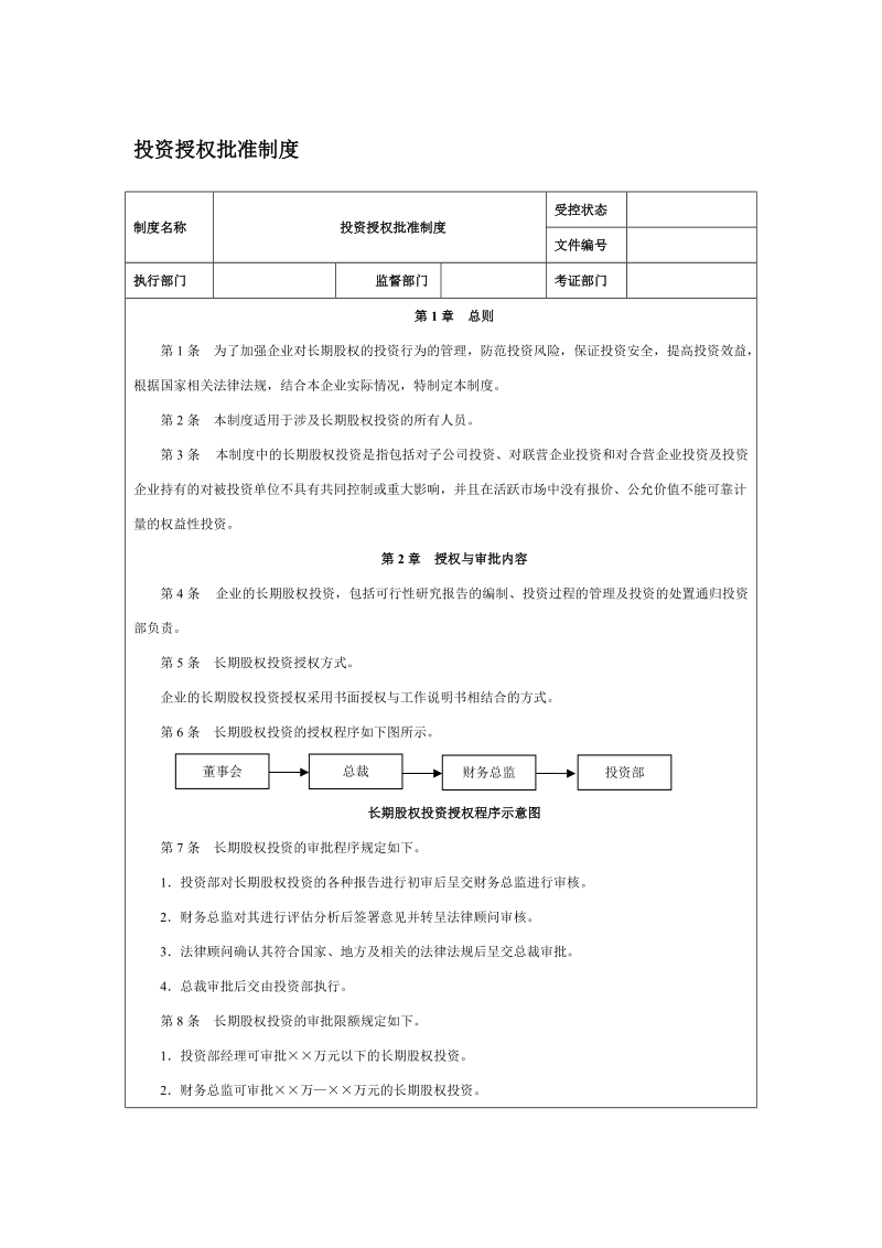 投资授权批准制度 经典.doc_第1页