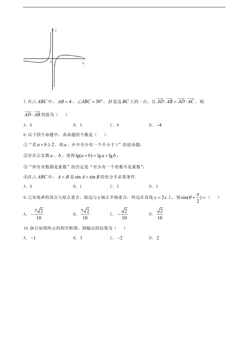 2017年贵州省贵阳市花溪清华中学高三9月月考数学（文）试题.doc_第2页