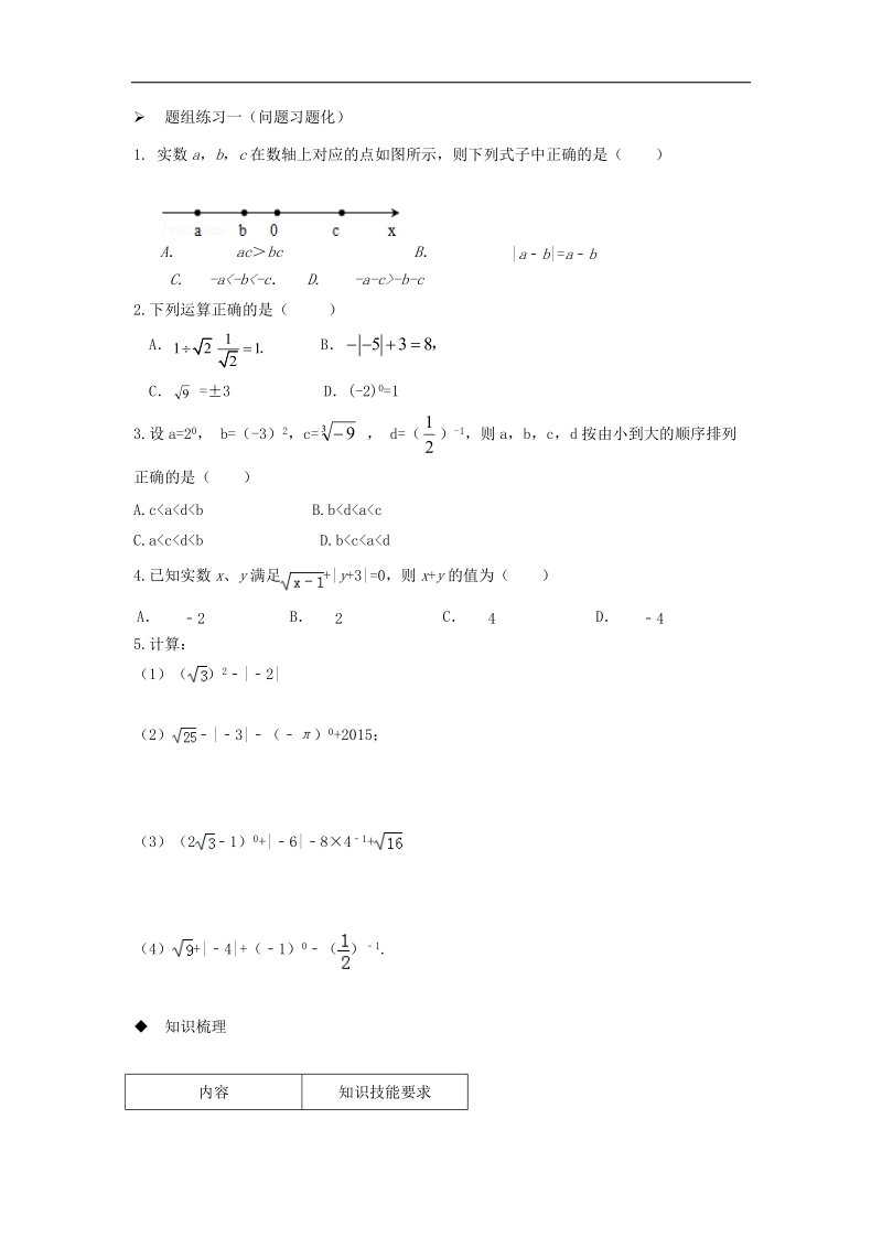 山西省阳泉市2016届中考（人教版）数学一轮复习导学案：专题2.实数的运算.doc_第2页