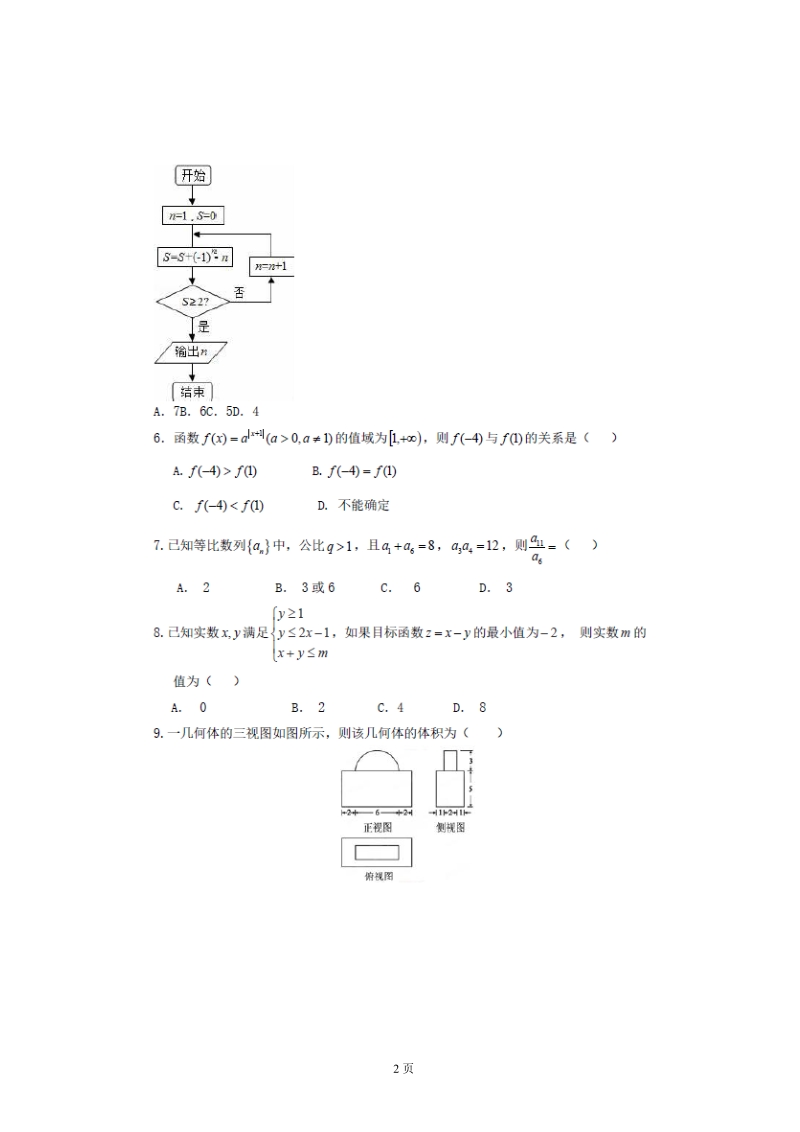 2017年黑龙江省虎林市第一中学高三上学期第一次月考数学文试题（图片版）.doc_第2页