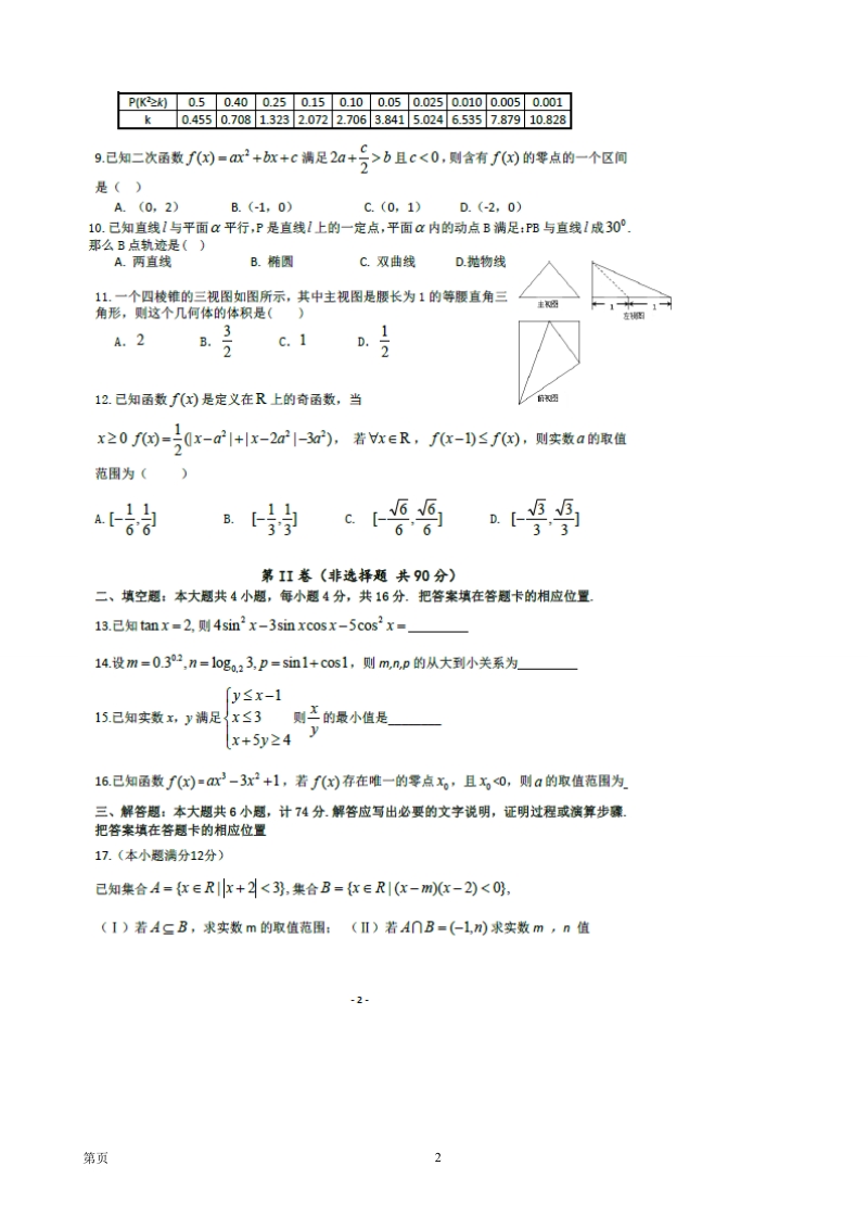 2017届福建省福州外国语学校高三上学期第一次月考数学（文）试题（图片版）.doc_第2页