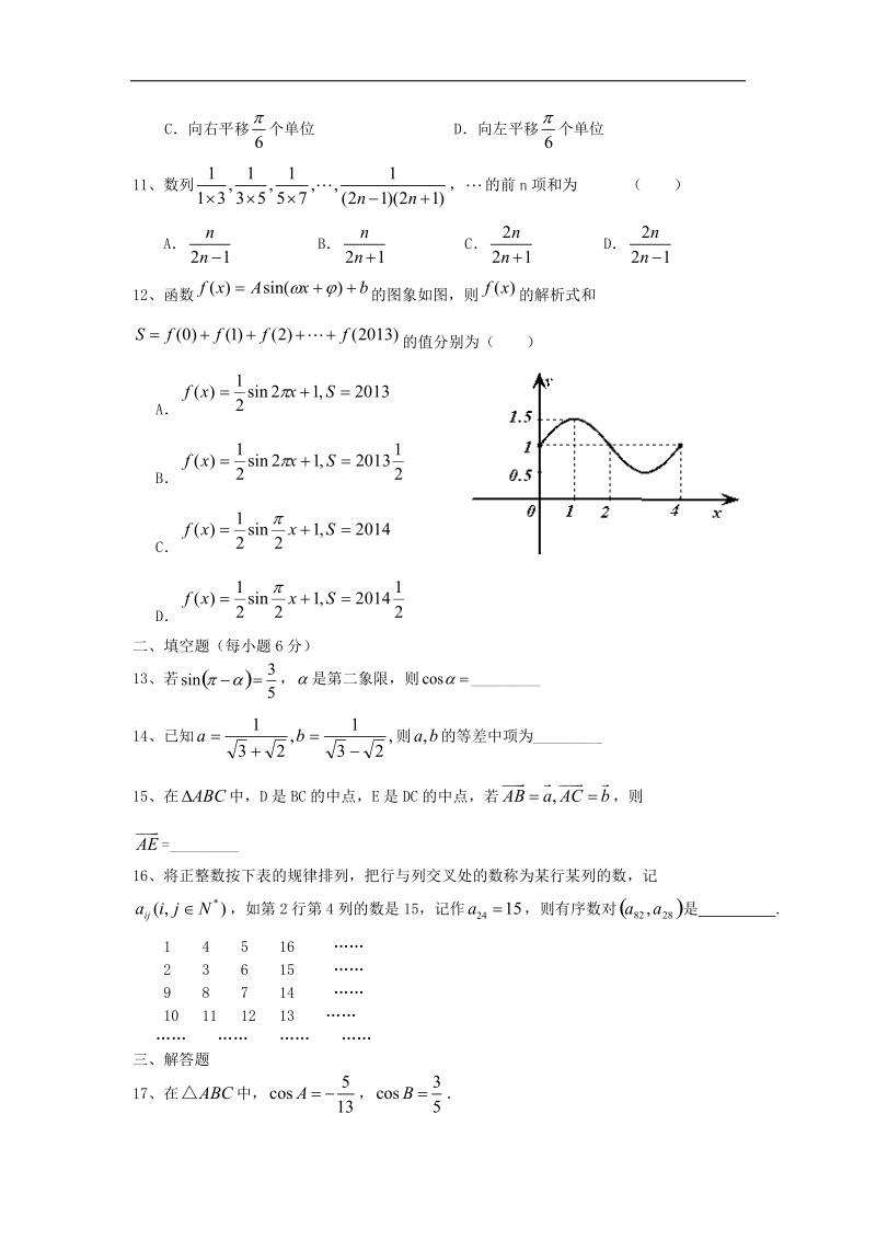 福建省南安市柳城中学2015年高三10月月考数学（文）试题 word版.doc_第2页