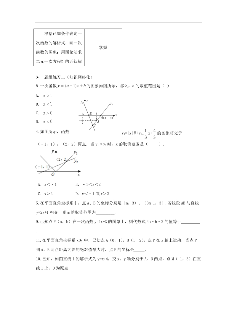 山西省阳泉市2016届中考（人教版）数学一轮复习导学案：专题12.一次函数的图象的与性质.doc_第3页