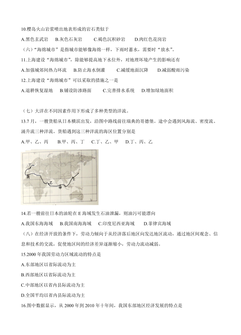 （高三地理试卷）-143-高考试题（地理的）上海卷.doc_第3页