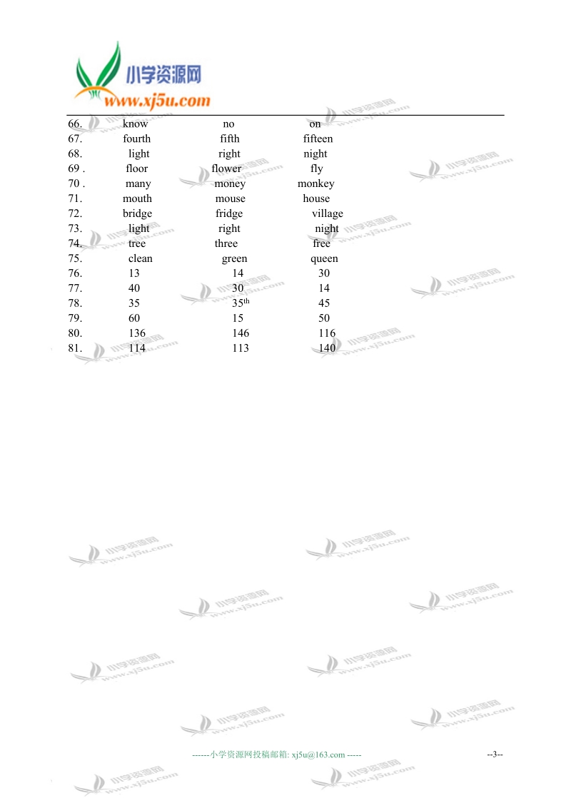 广东东莞六年级英语下册音近、形近词专题复习.doc_第3页