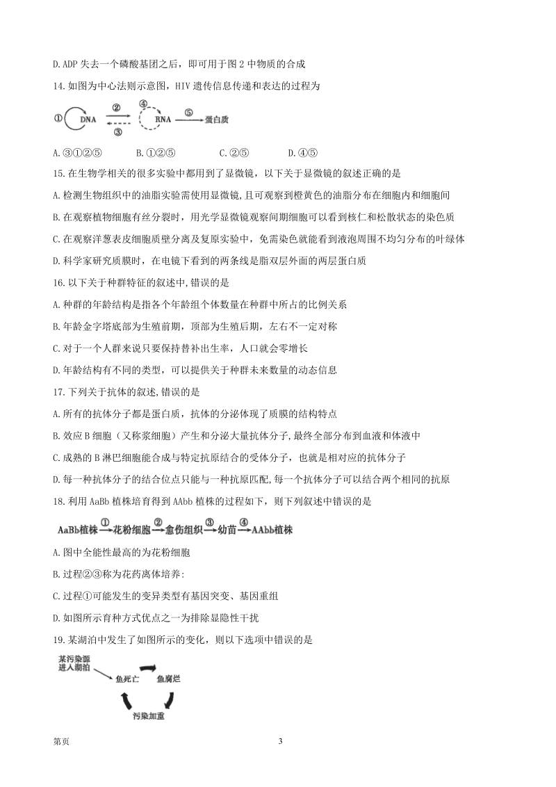 2017年浙江省高三新高考选考科目生物押宝卷 （二）.doc_第3页