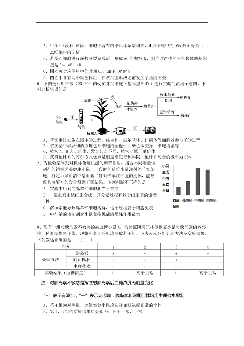 2015年江西省新建二中高三高考冲刺卷生物（一）word版.doc_第2页