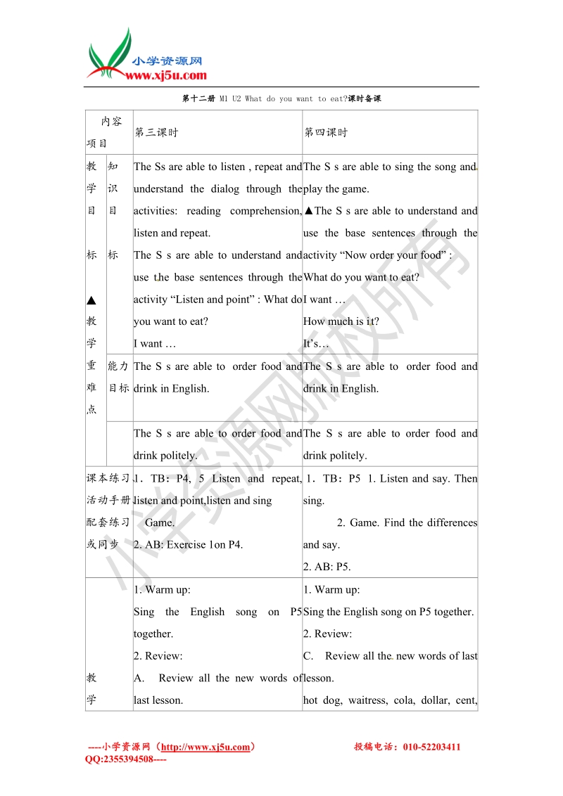 六年级下英语教案-module1 unit2 what do you want to eat2外研社（一起）.doc_第1页