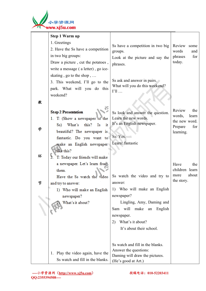 四年级下英语教案- module 6外研版（一起）.doc_第2页