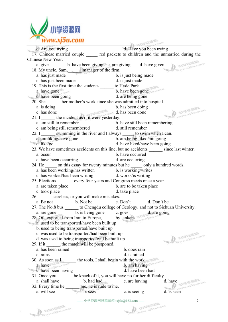 外研版（一起）六年级英语下册 module 5 unit 2 练习题.doc_第2页