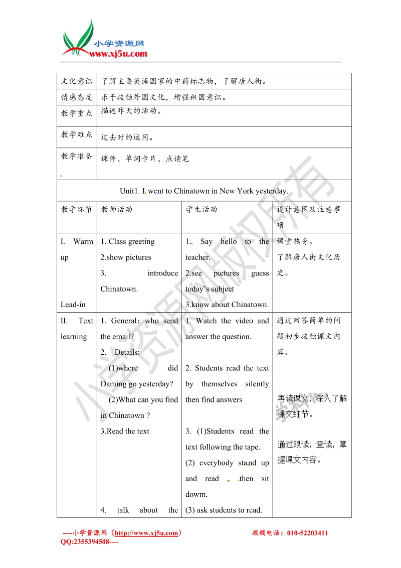 六年级上册英语教案-module2 unit1 i went to chinatown new york yesterday外研社（一起）.doc_第2页