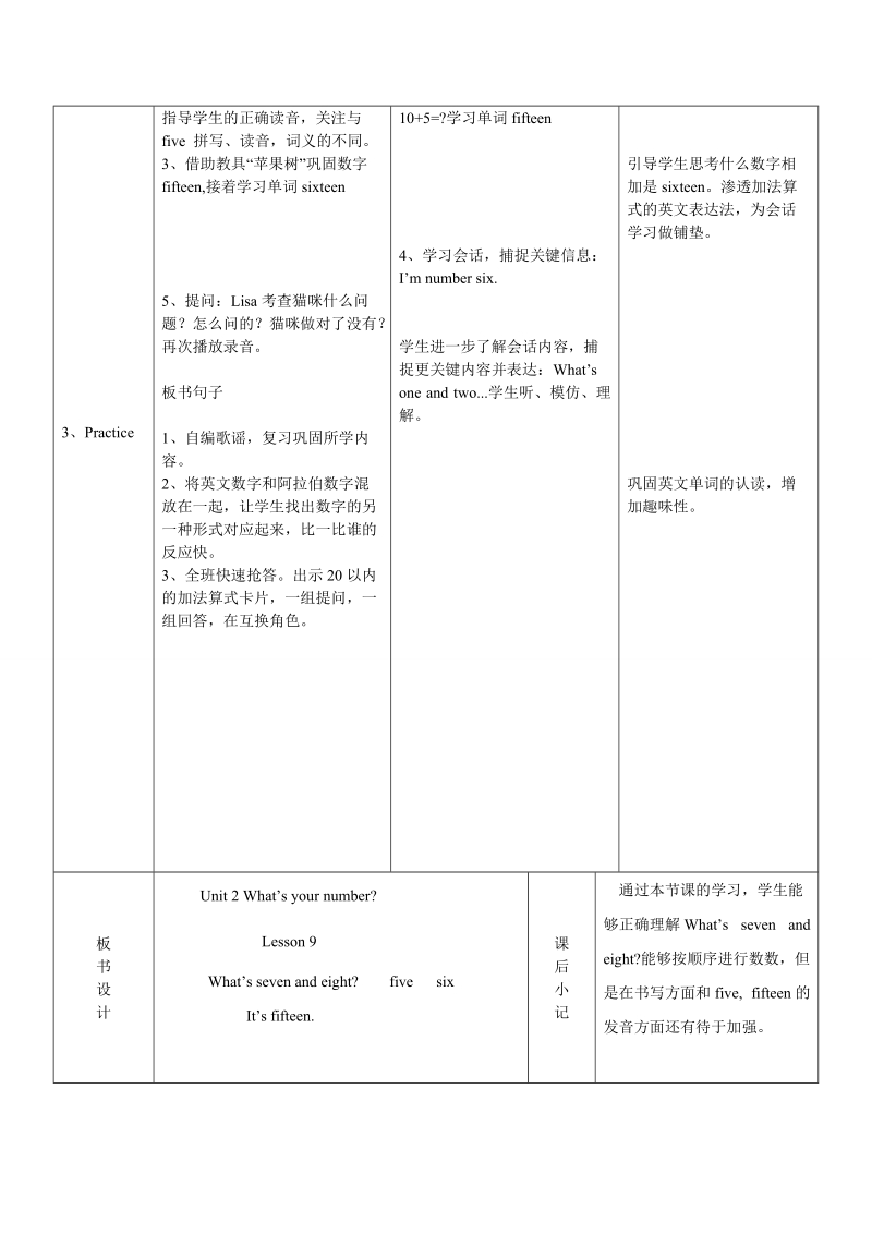 四年级上英语教学设计unit+2+what+s+your+number+lesson+9+教学设计2人教精通版.doc_第2页