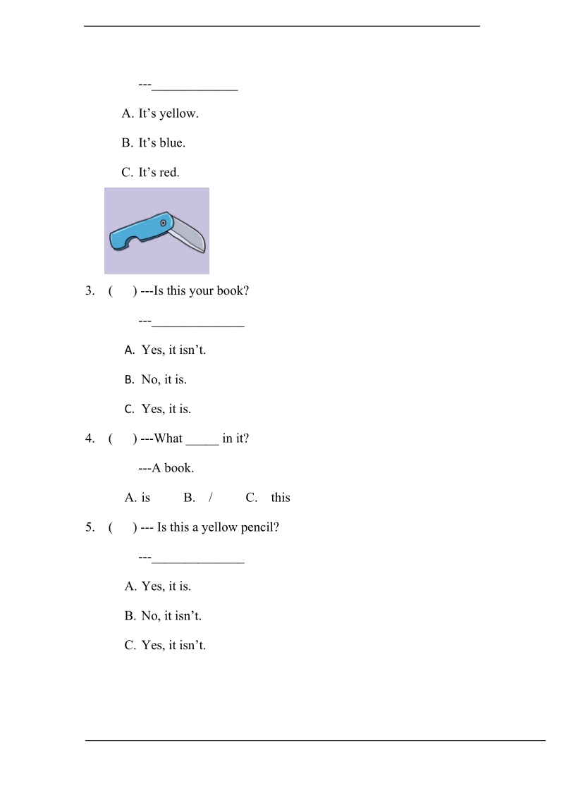 北师大版(三年级起点)四年级上册unit 3 uncle booky's study lesson 2 同步练习（含答案）.doc_第2页