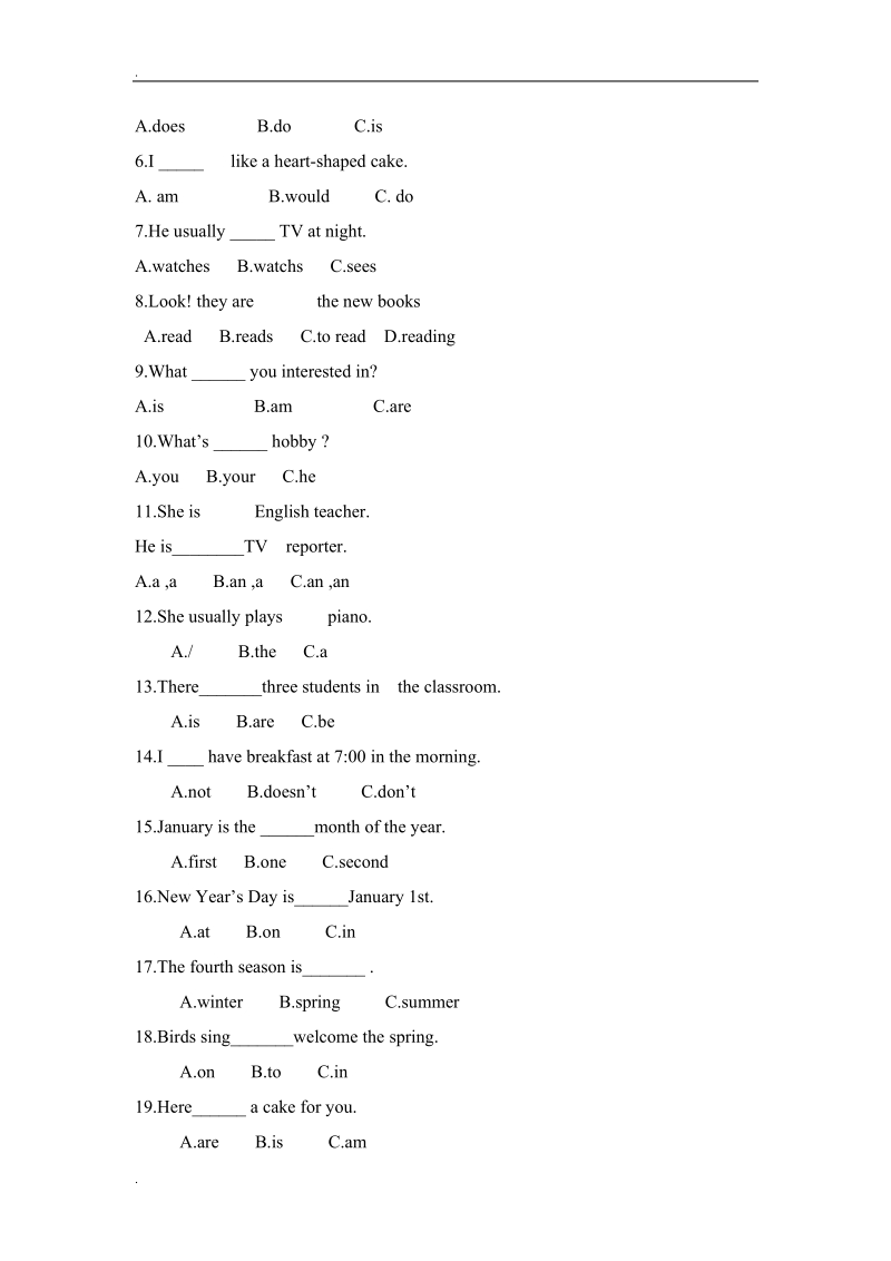 六年级上英语期末试题全能练考人教（精通）.doc_第2页