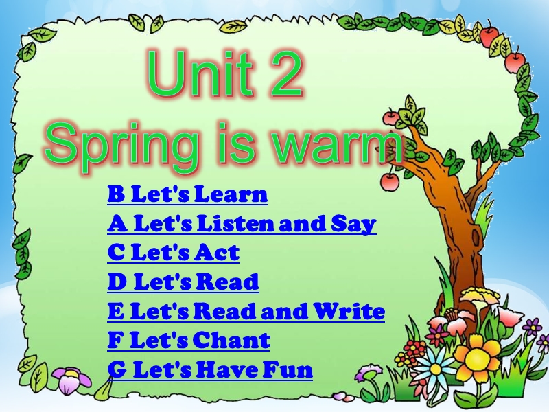 湘少版英语四年级下册unit 2 spring is warm.ppt_第1页