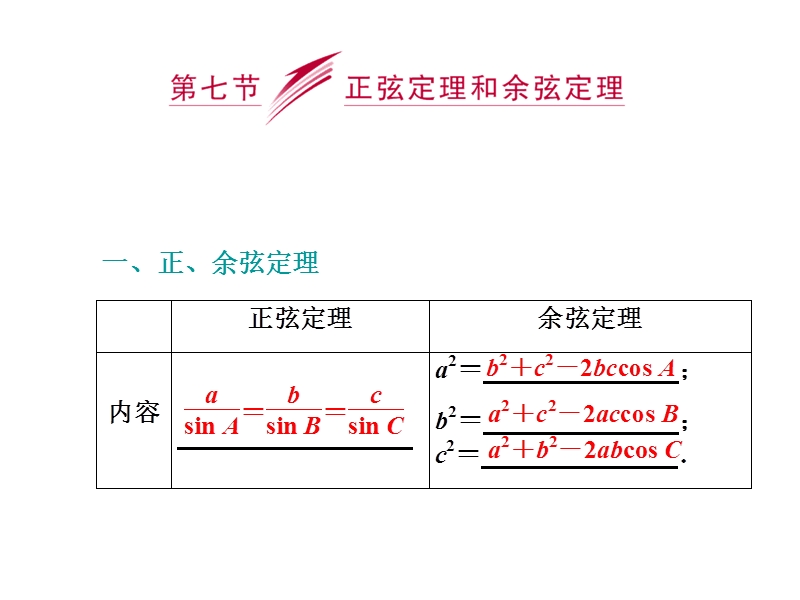 2014届高三数学一轮复习：3.7正弦定理与余弦定理.ppt_第1页