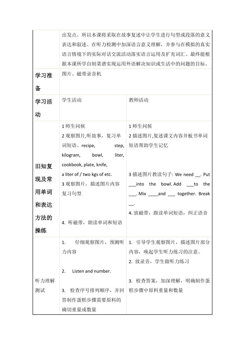 北师大版(一起) 五年级下册英语 教案 unit 11 cooking with mocky(5).doc_第2页