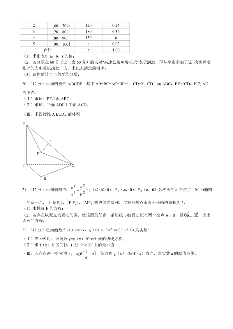 2015-2016年湖南省常德一中高三（上）第五次月考数学试卷（文科）（解析版）.doc_第3页