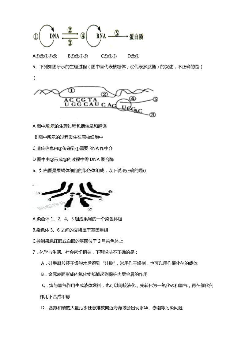 2017年枣阳市第七中学高三年级下学期寒假收心模拟考试理科科综合.doc_第2页