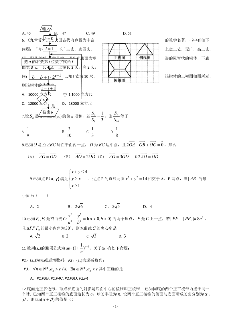 2017年河北省（全国卷ⅰ）高考压轴卷 数学（理）（解析版）.doc_第2页