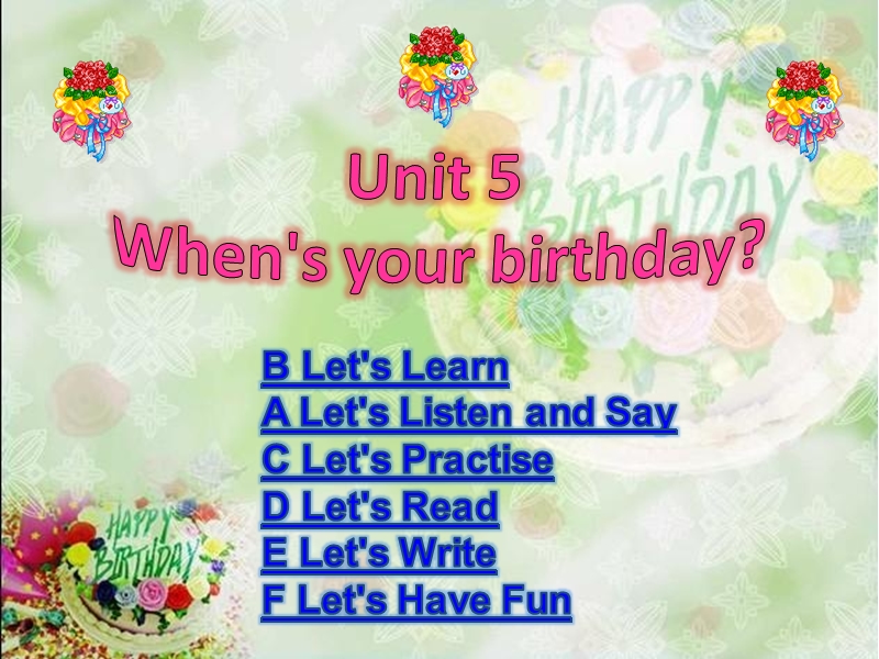 湘少版英语五年级下册unit 5 when's your birthday？.ppt_第1页