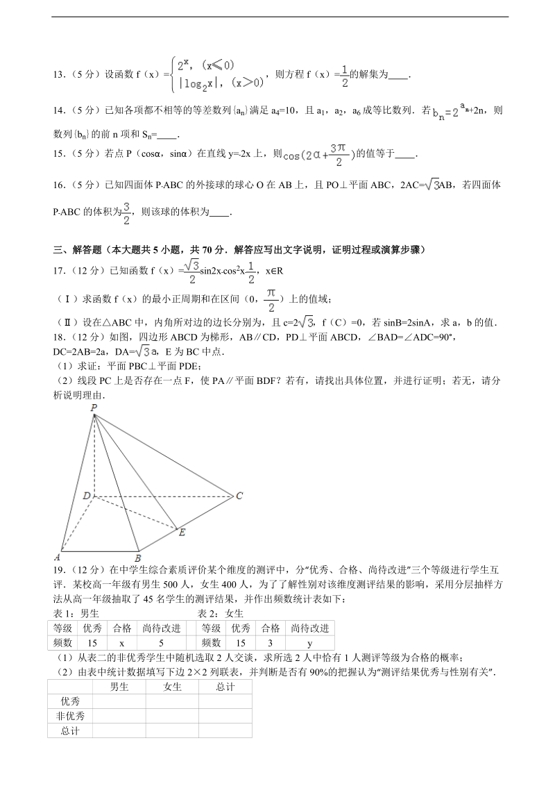 2015-2016年山西省太原外国语学校高三（下）5月半月考数学试卷（文科）（解析版）.doc_第3页