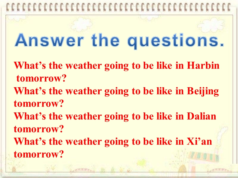 六年级下英语课件外研版（三起）六下英语：m2u2 it will snow in harbin.外研社（3年级起点）.ppt_第3页