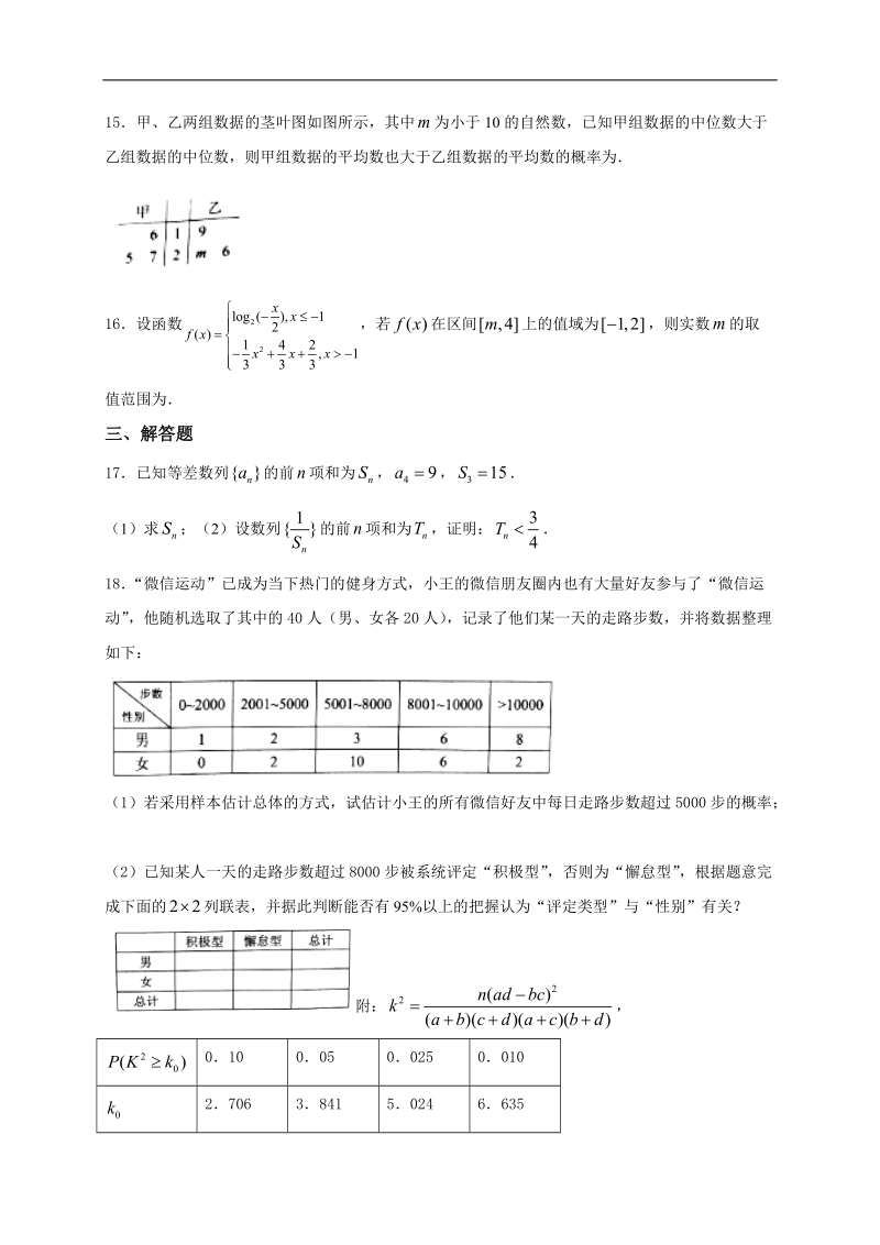 2018年广东省汕头市潮南实验学校校高三上学期入学摸底考试数学（文）试题.docx_第3页