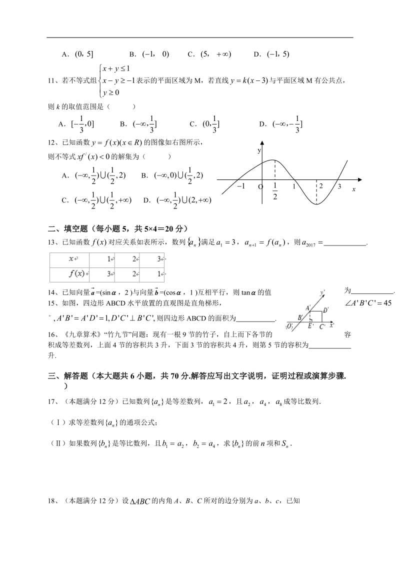 2017年福建省漳州三中高三第三次月考数学文试卷.doc_第2页